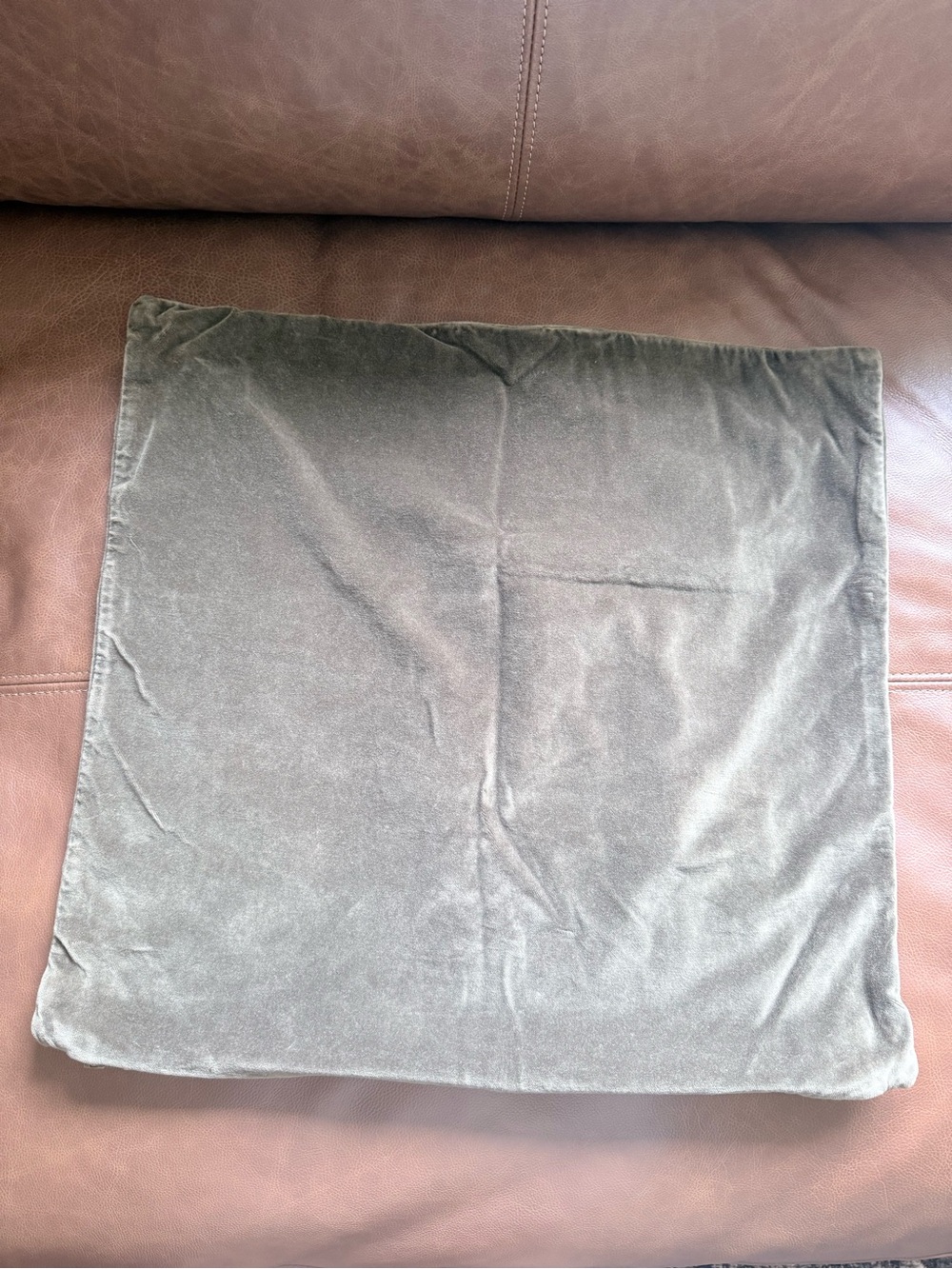 Potter Barn Velvet Square Throw Pillow Cover in Moss Green